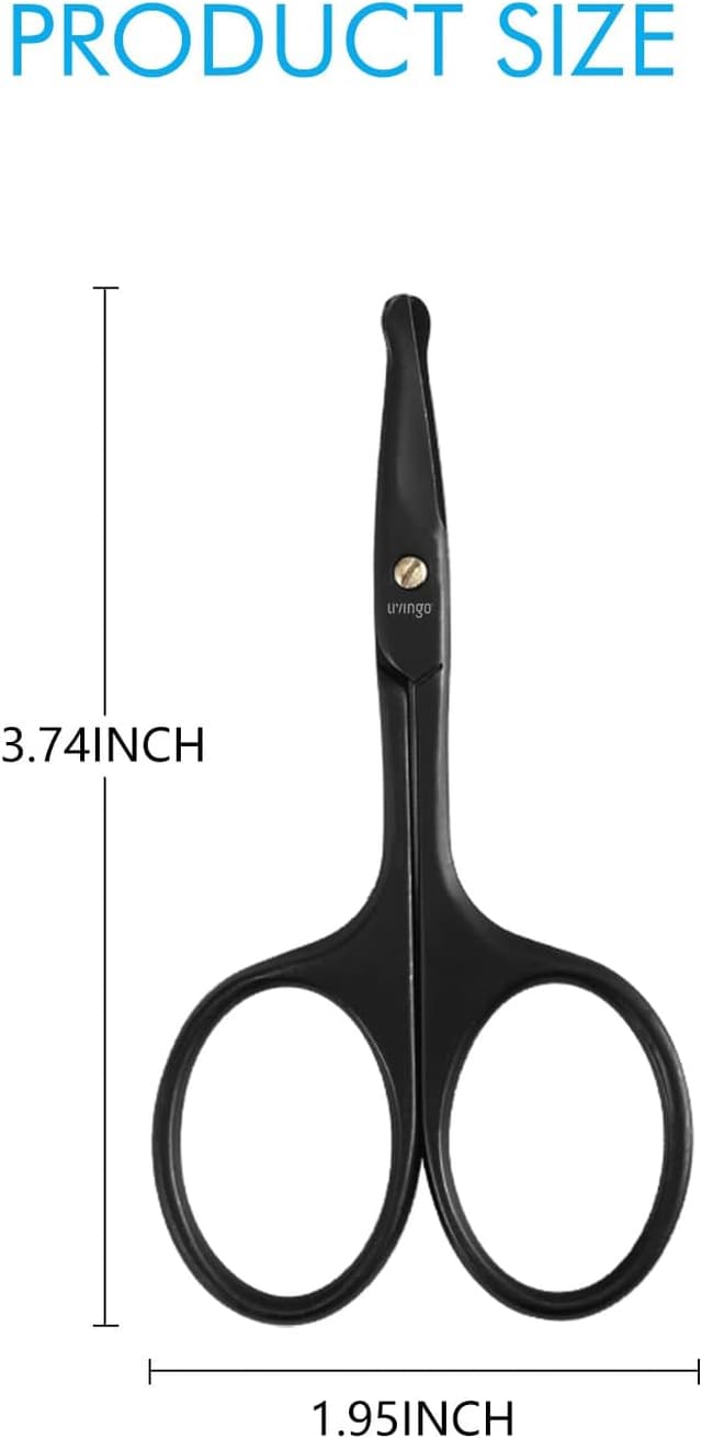 Detalle de LIVINGO 9CM Premium Nose Hair Scissors with Curved Safety Blades and Rounded Tip (Black)