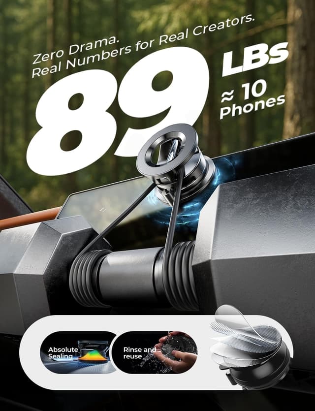 Detalle 2 de LISEN Magsafe Car Phone Mount (2-Pack) with Reinforced Suction & Snap Lock