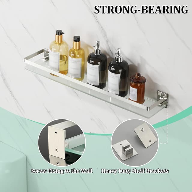 Thumbnail 4 de SAYAYO Bathroom Shelf 60cm tempered glass shelf