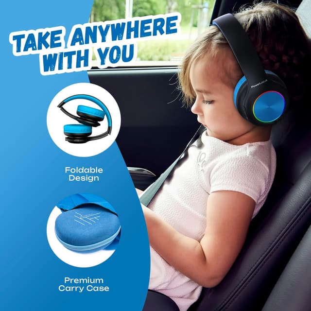 Detalle 2 de PowerLocus Auriculares Inalámbricos para Niños 🎧 - Plegables y Seguros