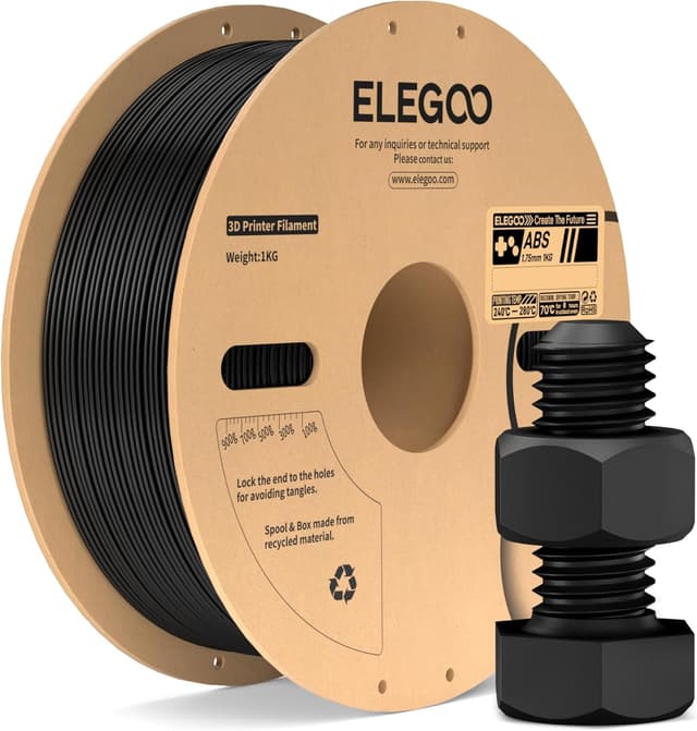 Imagen de ELEGOO ABS Filament 1,75 mm Schwarz (1 kg) – zäh, schlagfest und formstabil bis 85 °C en OfertitasTOP