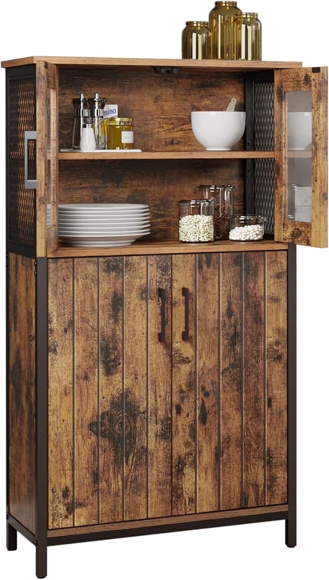 Detalle de VASAGLE Armario de Almacenaje Industrial 🛠️ Marrón y Negro