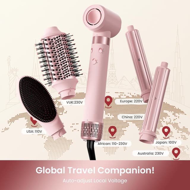Thumbnail 1 de MESCOMB Dual Voltage Hot Air Styler 5-in-1 Hair Brush 🎀