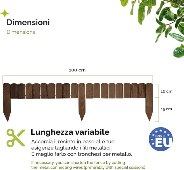 Detalle 2 de Garronda Rollborder recinzione in legno flessibile GD-0148 100 × 10 cm (marrone scuro)