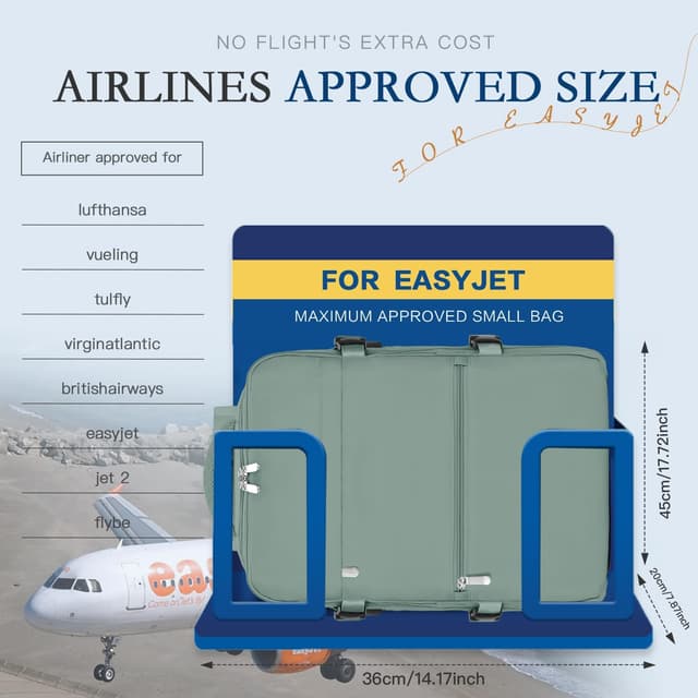 Detalle 2 de xlodea for Easyjet Cabin Bag 45x36x20 Underseat Travel Backpack