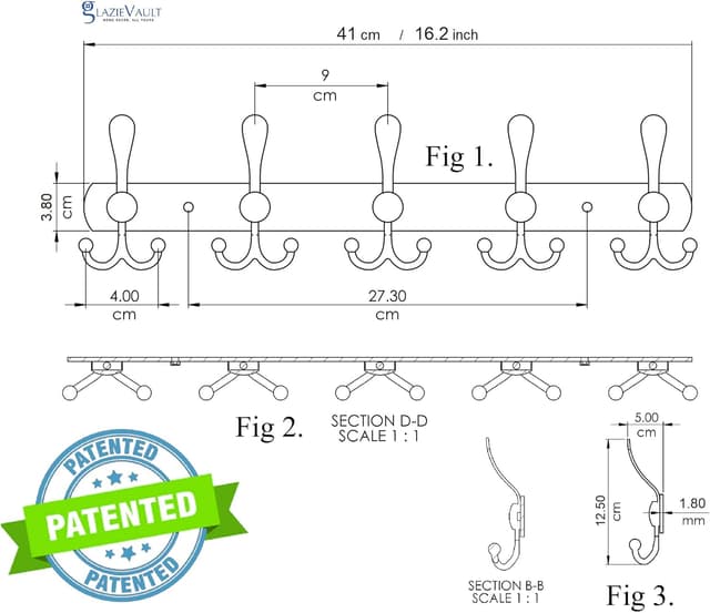 Detalle 1 de GlazieVault wall coat hooks 2 pack