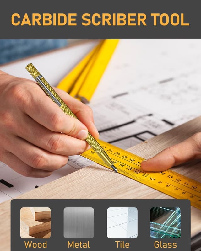 Thumbnail 6 de STAGEEK Ensemble de crayons de charpentier avec taille-crayon, recharges, outil de traçage en carbure et gomme 4B