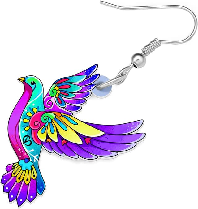Detalle 2 de LONYOO pigeon dangle earrings, acrylic 35mm