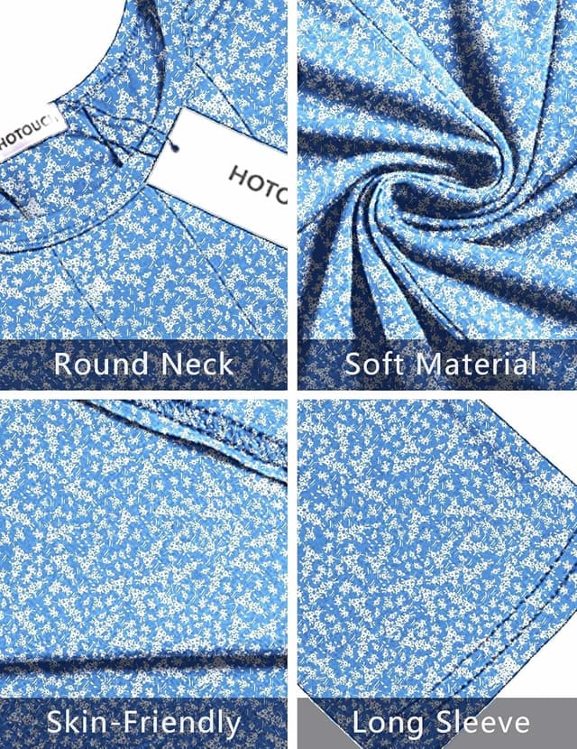 Detalle 2 de HOTOUCH Women’s 3/4 Sleeve A-Line & Flare Midi Dress with Swing Hem