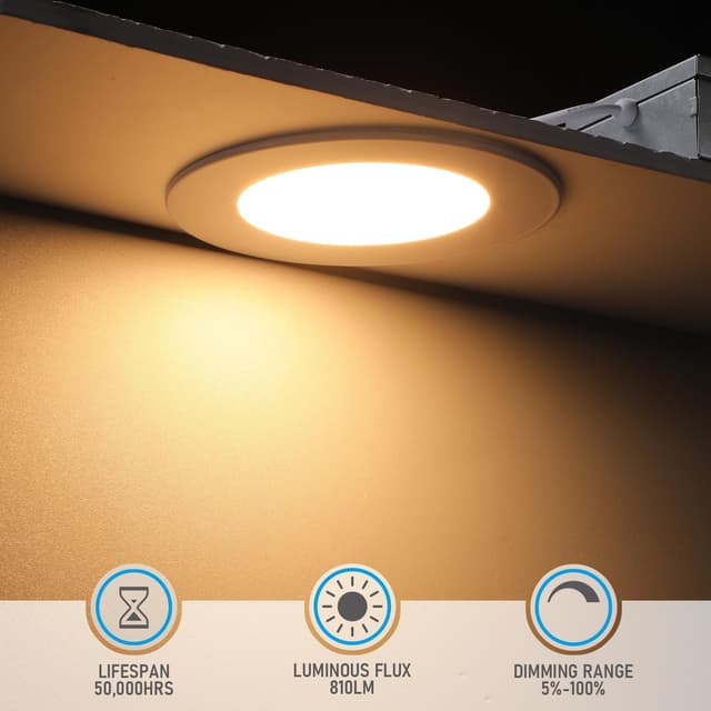 Detalle 2 de TORCHSTAR Basic Series 12-Pack 4-Inch Ultra-Thin LED Recessed Lights (5CCT, CRI90, J-Box)
