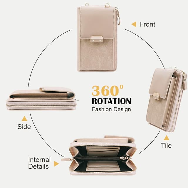 Detalle de Aucuu mini sac téléphone en cuir PU pour femme, bandoulière réglable (10,3 × 4,5 × 17,5 cm)