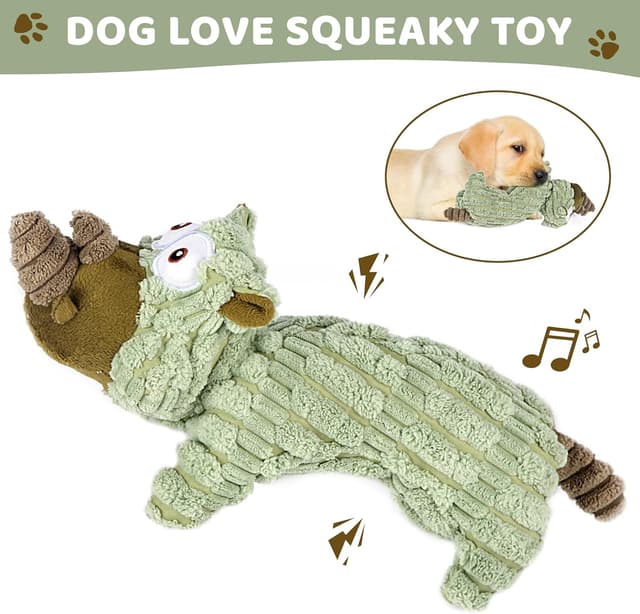 Detalle de LIINOOVATE Rhino Plush Squeaky Dog Toy for Large Dogs (Christmas-style lamb/chop plush)