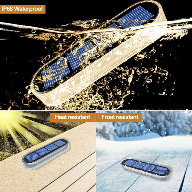 Detalle de YiLaie Solar Deck Lights (6-pack) with 30 LEDs and IP68 waterproof step lights for outdoor paths