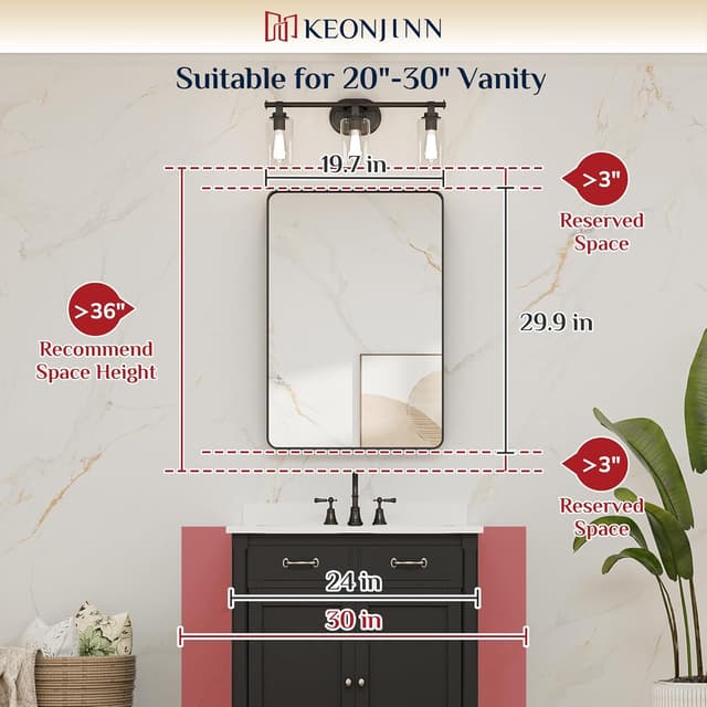 Detalle 2 de Keonjinn 20x30 Bathroom Vanity Mirror
