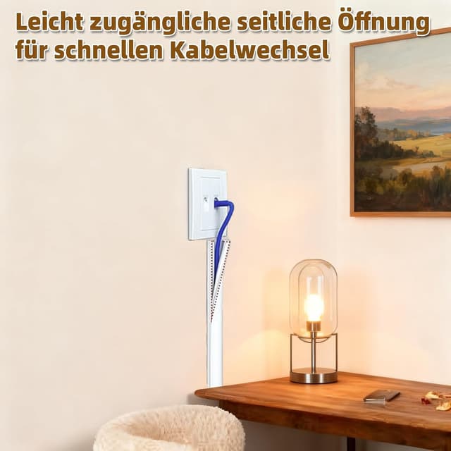 Detalle 2 de Kayleinster Kabelkanal weiß, selbstklebend und flexibel – Mini-Kabelschacht zur Kabelführung an Wand, TV & Fußleisten