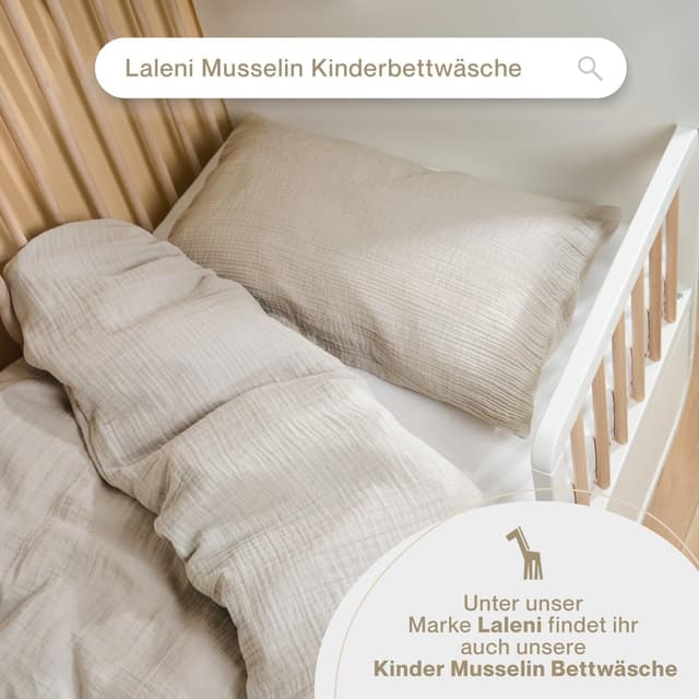 Thumbnail 6 de Blumtal Musselin Bettwäsche-Set 155x220 cm + 40x80 cm (Oeko-TEX, 100% Baumwolle) – Grau