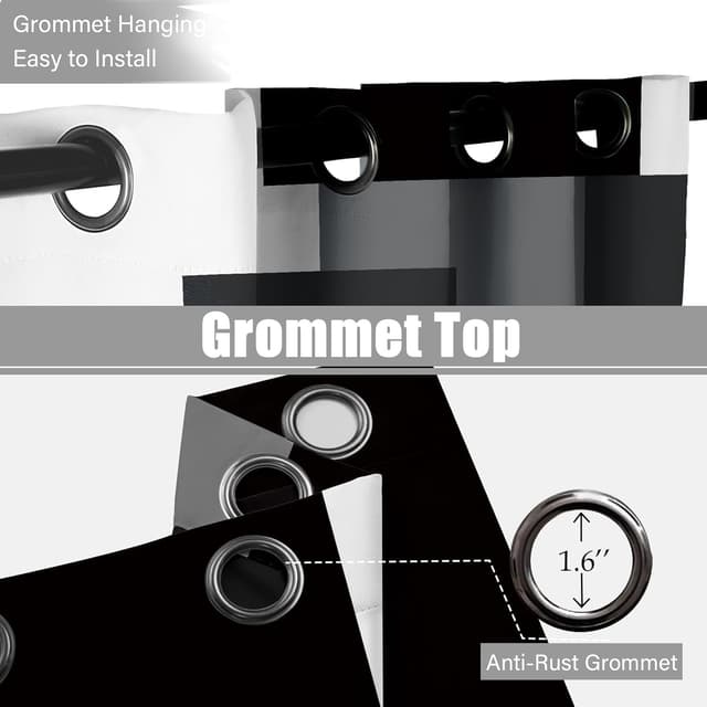 Thumbnail 6 de Tyrot Black Grey 100% Blackout Curtains 84in