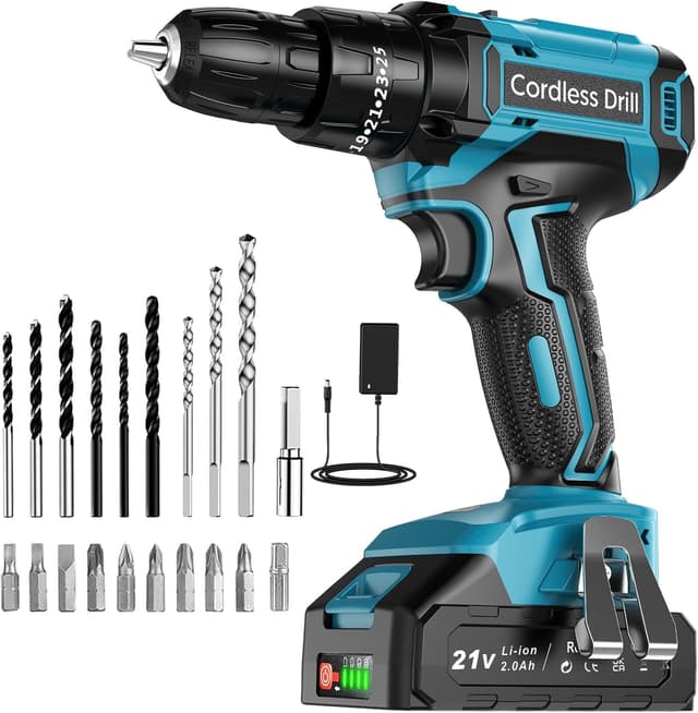 Detalle de LEEIKOO Cordless Hammer Drill 21V, 42N.m 2.0Ah
