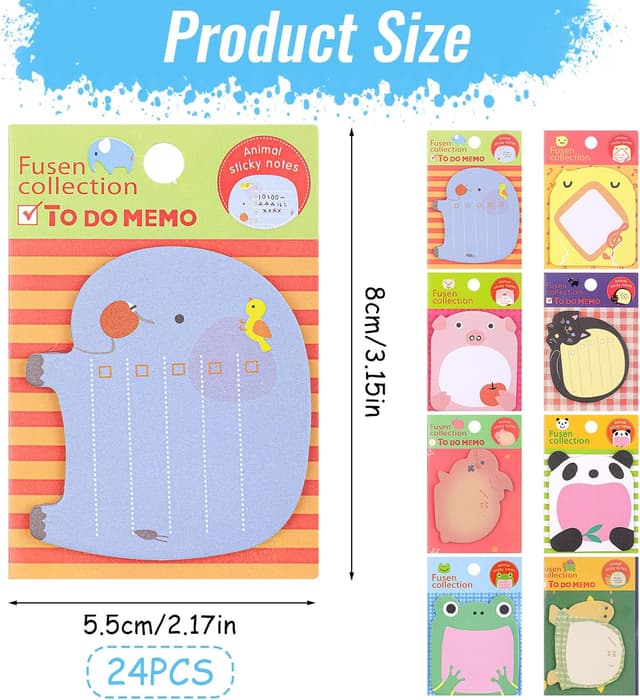 Detalle 2 de Cute Sticky Notes 24 pack animal notes