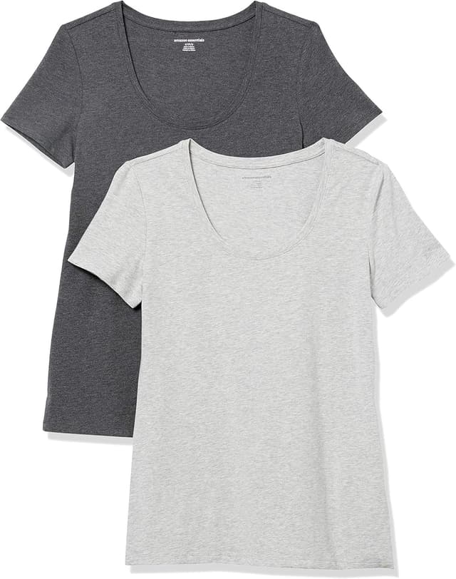 Detalle de Amazon Essentials scoop neck T-shirt 2-pack