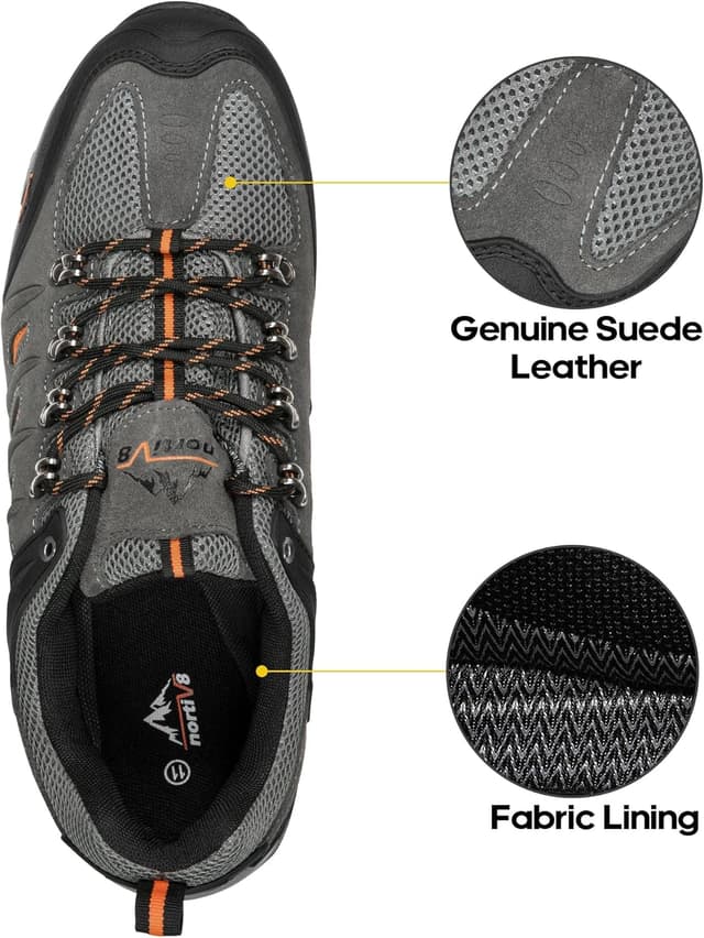 Detalle 2 de NORTIV 8 Men’s Waterproof Leather Low-Top Hiking Shoes