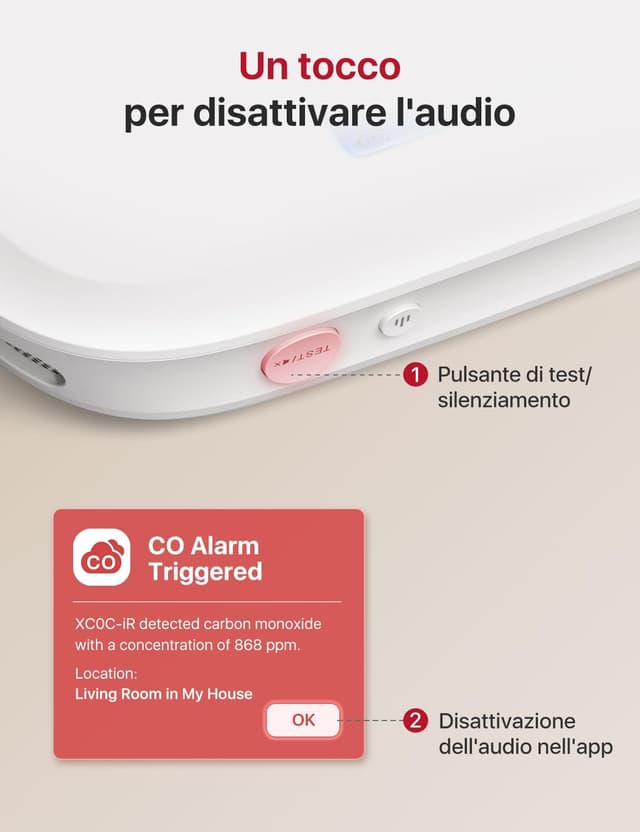 Detalle 2 de X-Sense XC0C-iR rilevatore di monossido di carbonio Wi‑Fi con display LCD e batteria sostituibile