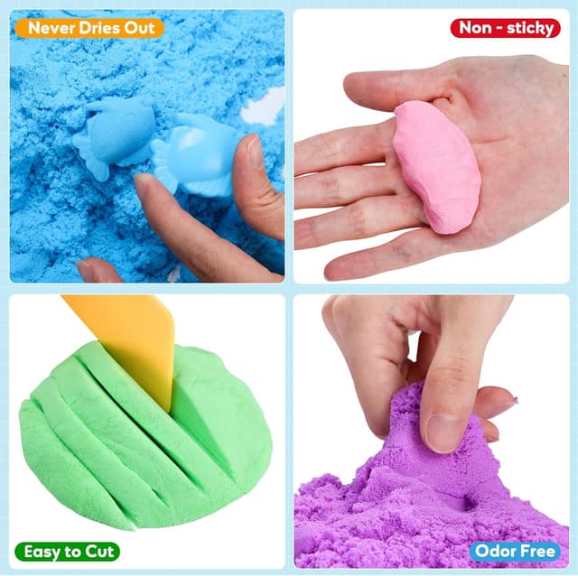 Detalle de FURWEY 6.6lbs Play Sand (3-Color Mixed Packaging) Sensory Sand for Molding, Squeezing & Shaping