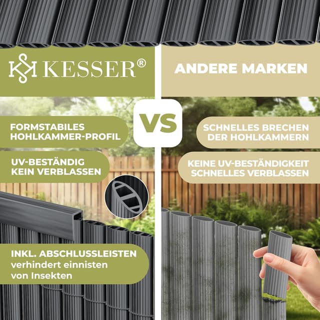 Detalle 2 de KESSER® PVC Sichtschutzmatte für Balkon & Terrasse (100x500 cm) in Anthrazit