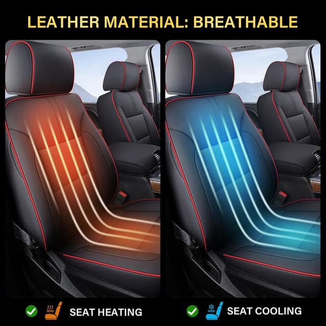 Detalle 2 de Coverado Chevy Silverado Seat Covers Full Set (Faux Leather) for 2014-2018 1500 & 2015-2019 2500HD/3500HD