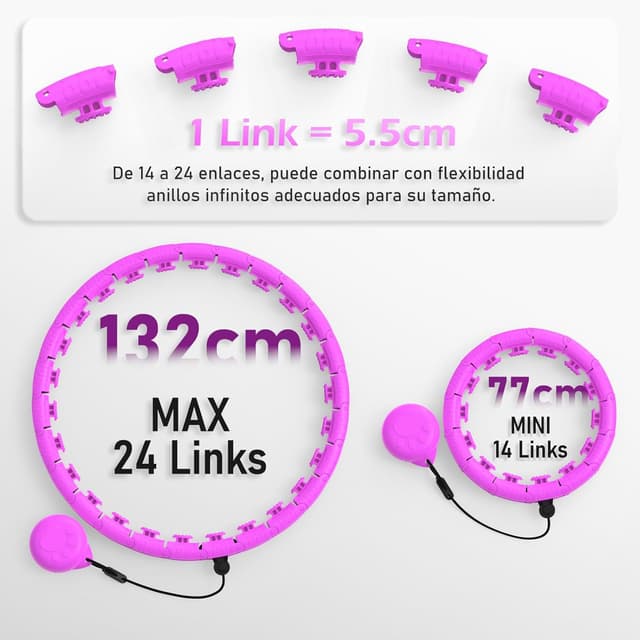 Detalle 2 de JLoibao Smart Hula Hoop Fitness 24 anillos