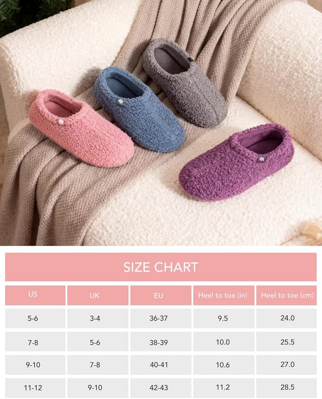 Thumbnail 6 de VeraCosy Women’s Fuzzy Slippers with Memory Foam Insole, Non-slip Rubber Sole