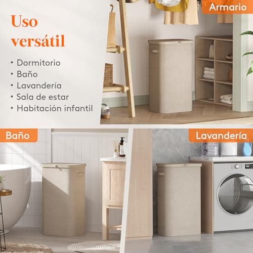 Thumbnail 8 de Lifewit cesto ropa sucia 105 L beige