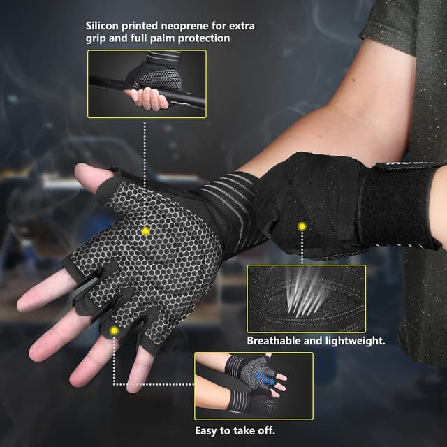 Thumbnail 6 de ihuan Ventilated Weight Lifting Gloves with Wrist Wraps