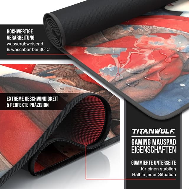 Detalle de Titanwolf XXL Speed Gaming-Mauspad (900 x 400 mm, 3 mm) – Geisha 2