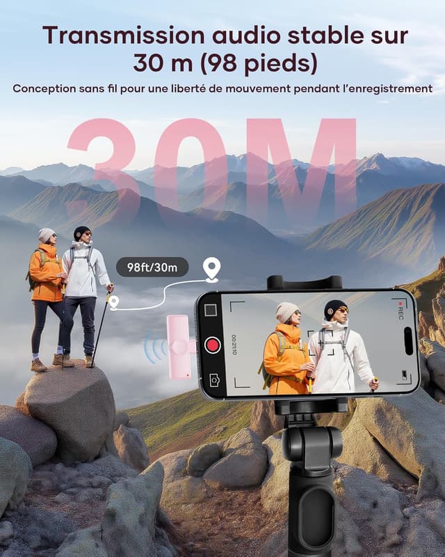 Detalle de Micro-cravate sans fil CZOCPOS (lot de 2) rose : son plus clair pour téléphone, Pad et Android