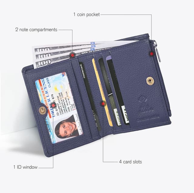 Detalle 2 de Wallet for Women Full Grain Leather RFID Bifold 1