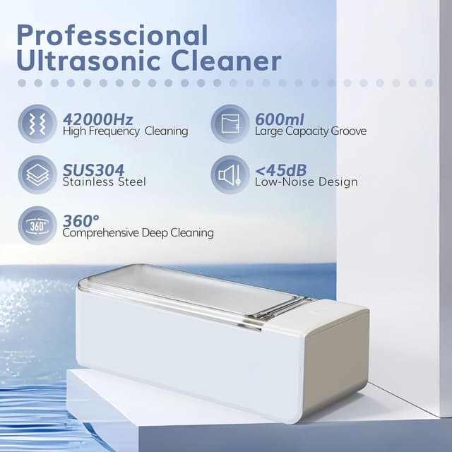 Detalle 2 de kunphy Ultraschallreinigungsgerät (600 ml, 42 kHz) für Brillen, Schmuck & Uhren