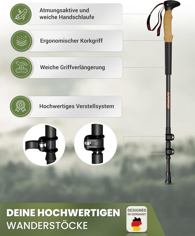 Detalle 2 de ALPENWERT Wanderstöcke Teleskop 190 g