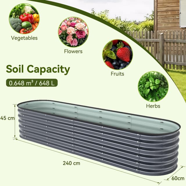 Detalle 1 de Ohuhu Hochbeet Metall 240x60x45 cm