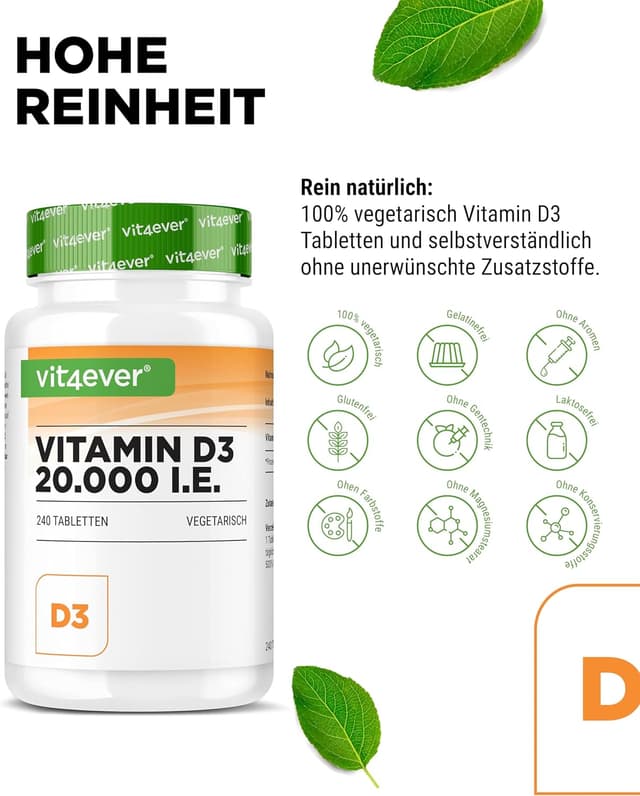 Detalle de Vitamin D3 20.000 I.E. Depot (240 Tabletten) von Depot – hochdosiert, vegetarisch
