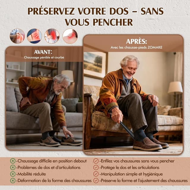 Detalle de ZOMAKE chausse-pied long métal 42 cm