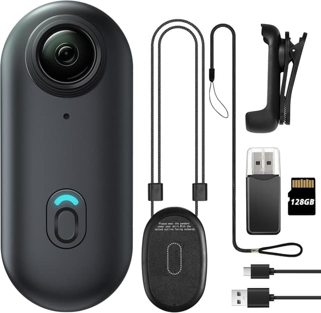Detalle de Meoilkolnm 4K 128GB Mini Body Camera (Thumb Size) with Magnetic Pendant & 360° Clip, Black