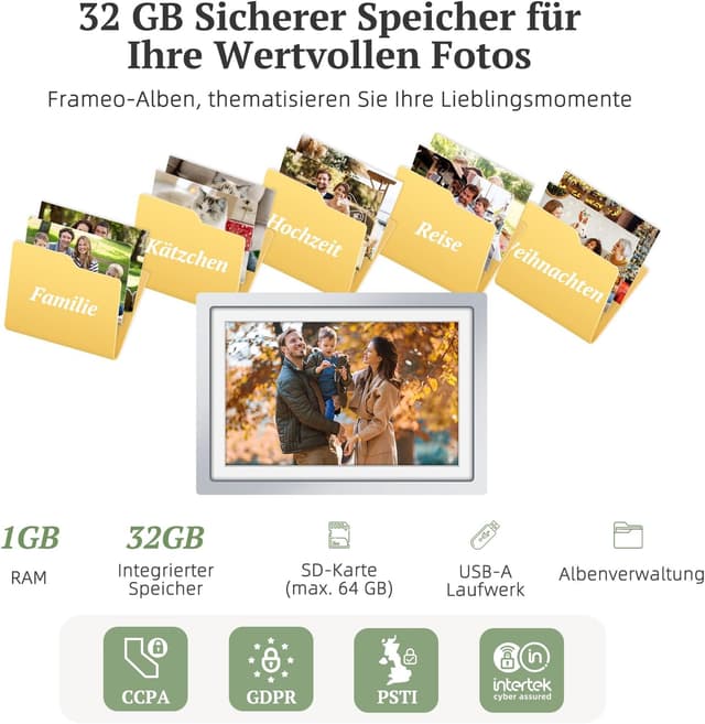 Detalle 2 de Apveelveer Digitaler Bilderrahmen 10,1 Zoll WLAN