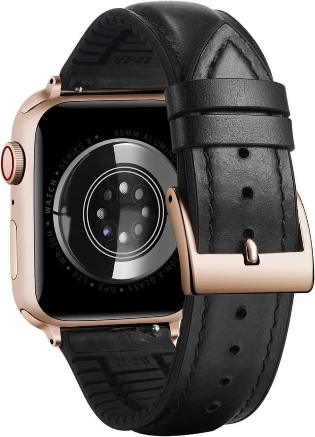 Thumbnail 6 de BINLUN oil wax leather & silicone hybrid Apple Watch strap (38mm–42mm, compatible models)