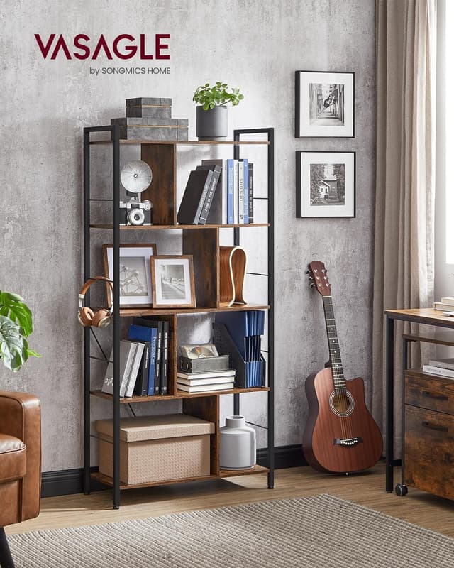 Detalle de VASAGLE LBC121B01 bookcase storage 5 tiers