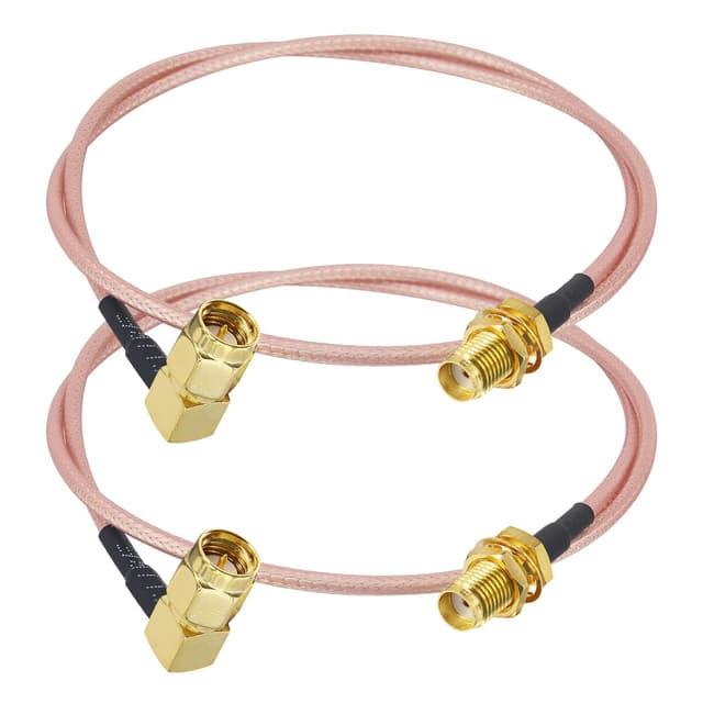 Detalle de Boobrie 30cm SMA Male right-angle to SMA Female RG316 extension cable (2-pack) for WiFi/LTE routers