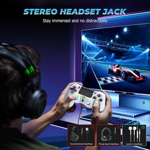 Detalle de Suoxiom P4 wireless game controller with 3.5mm