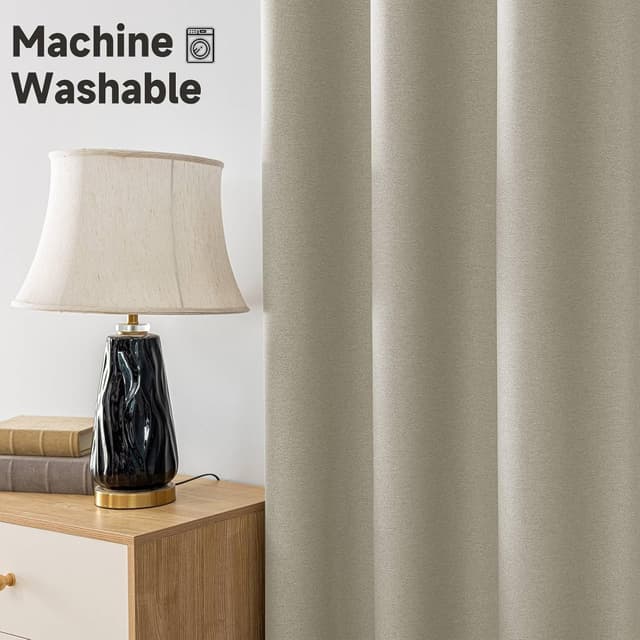 Thumbnail 6 de Ystyle rideau occultant et isolant effet lin, 2 panneaux 140 x 260 cm, beige