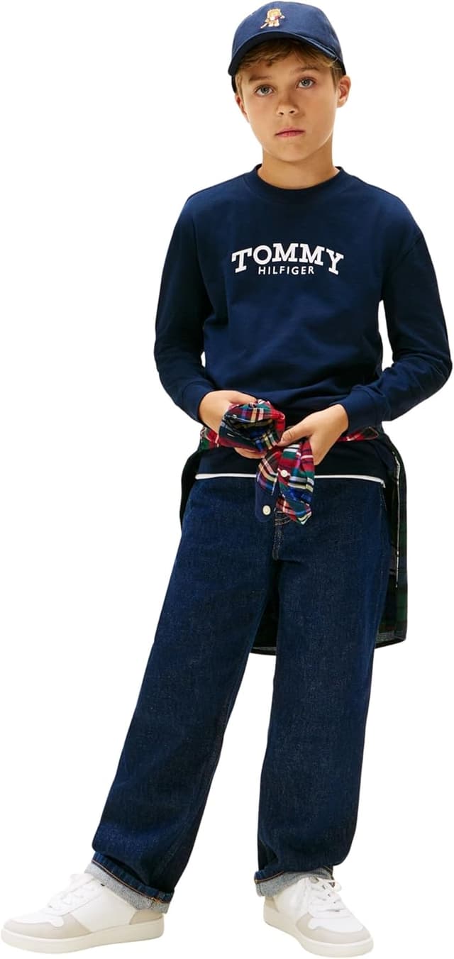 Detalle 2 de T-shirt manches longues Tommy Hilfiger Monotype Print en coton régénératif – garçon