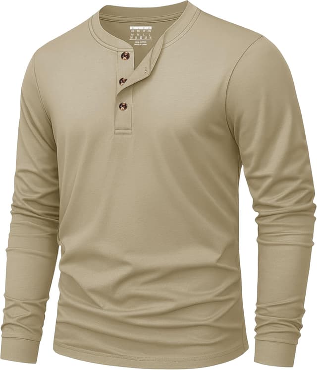 Thumbnail 6 de KEFITEVD Henley-Shirt für Herren mit Knopfleiste – langarm Baumwoll-Langarmshirt